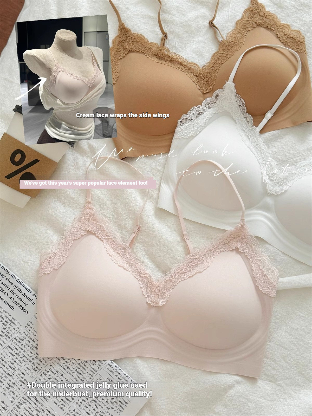 French Style Lace Bralette Fem – Bralette Wireless Soft recenzja i cena