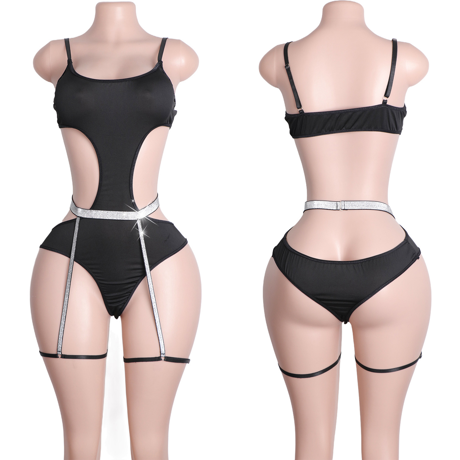 Custom Rhinestone Pole Dancewe – Garter Belt Set recenzja i cena