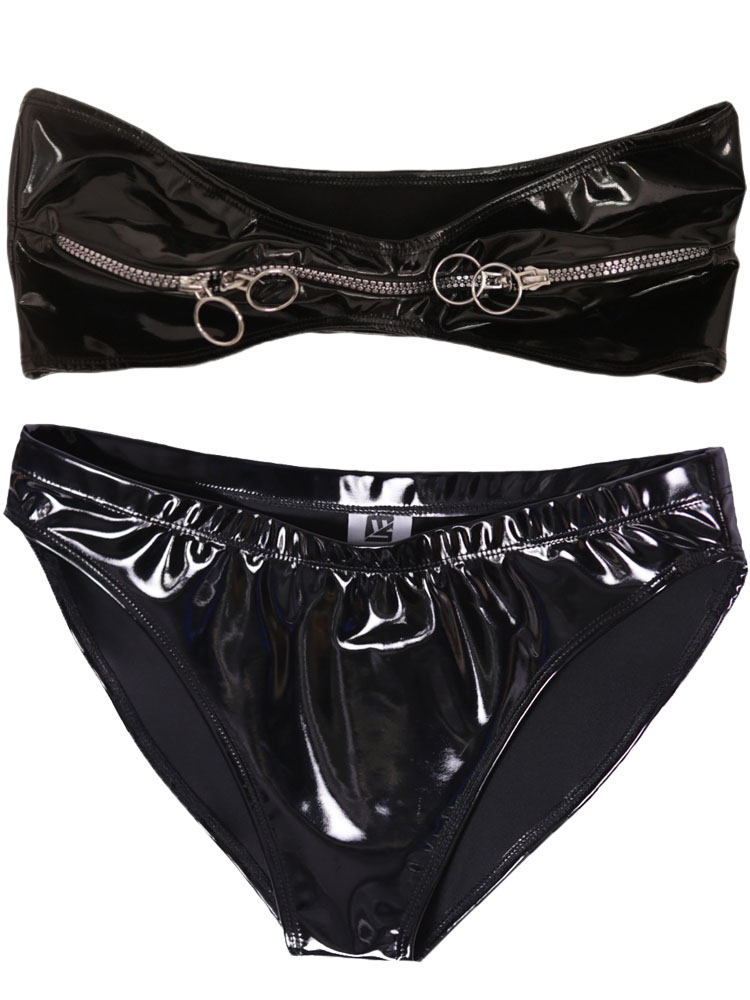 Wet Look PVC Outfit Zipper Bus – Thong Bikini Women recenzja i cena