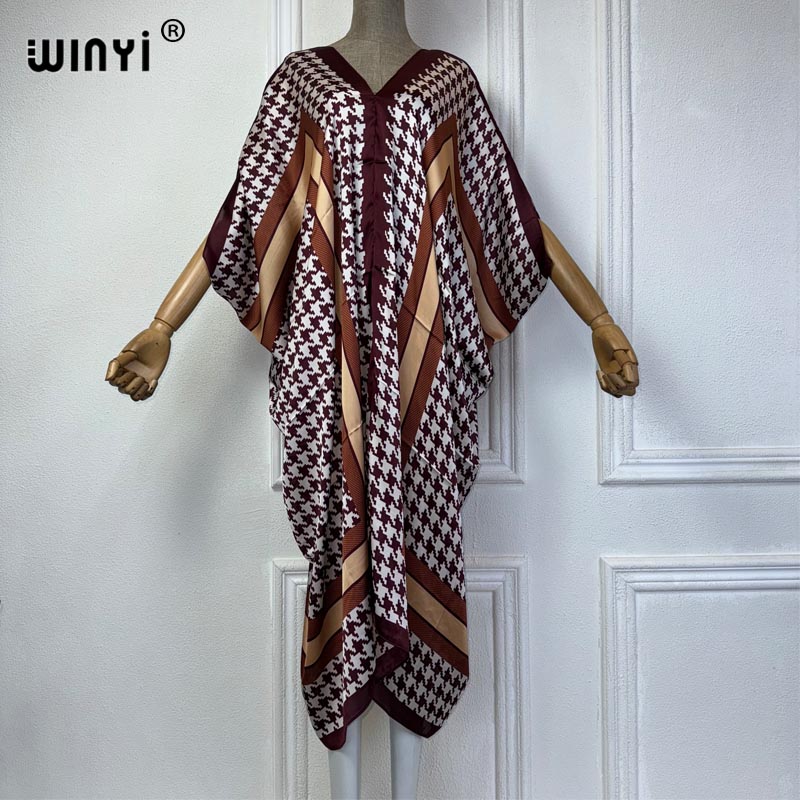 WINYI Summer african V-neck dr – Robe Silk Women recenzja i cena