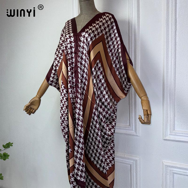 WINYI Summer african V-neck dr – Robe Silk Women recenzja i cena