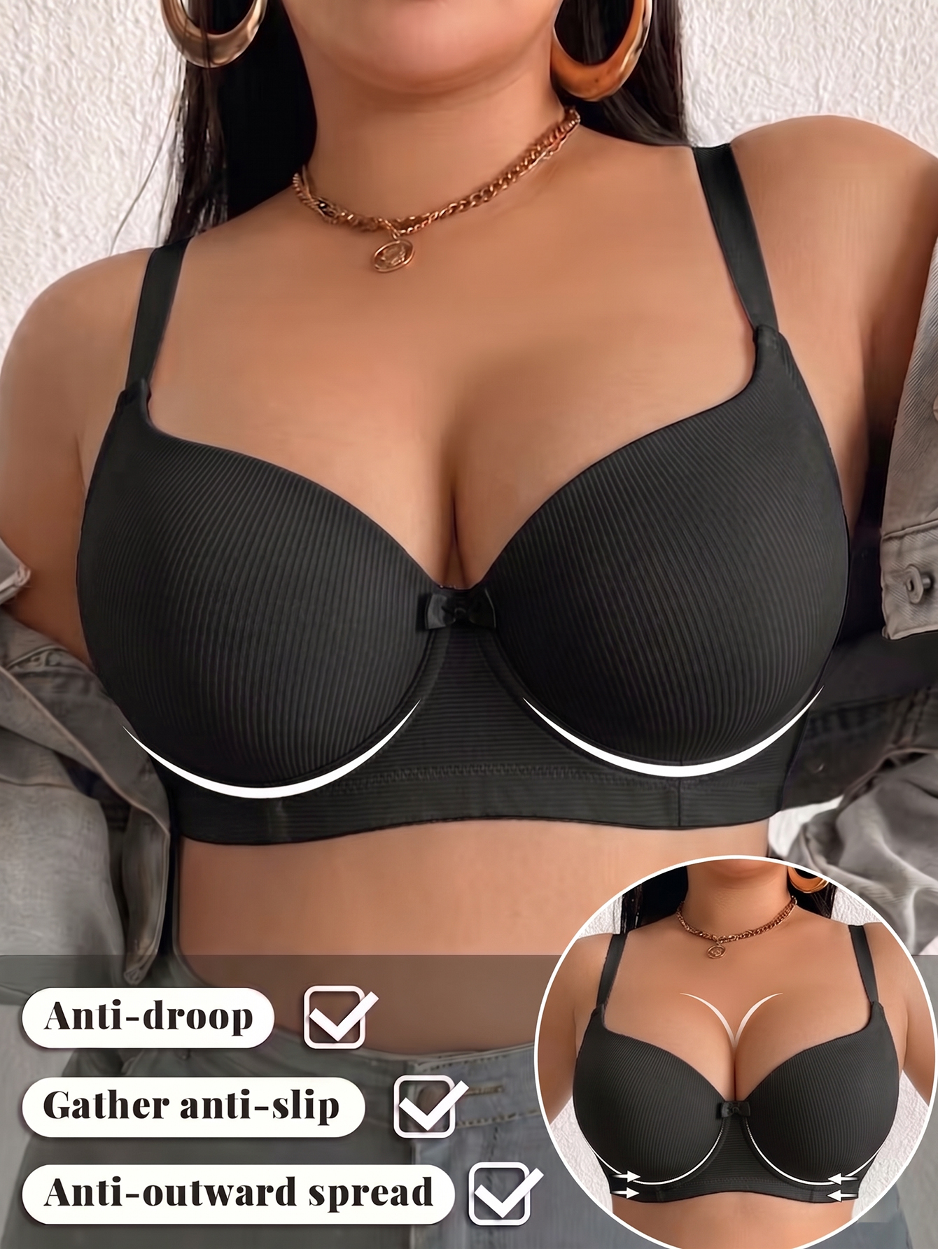 Plus Size Ribbed Women Bra Thi – Push Up Bra Padded recenzja i cena