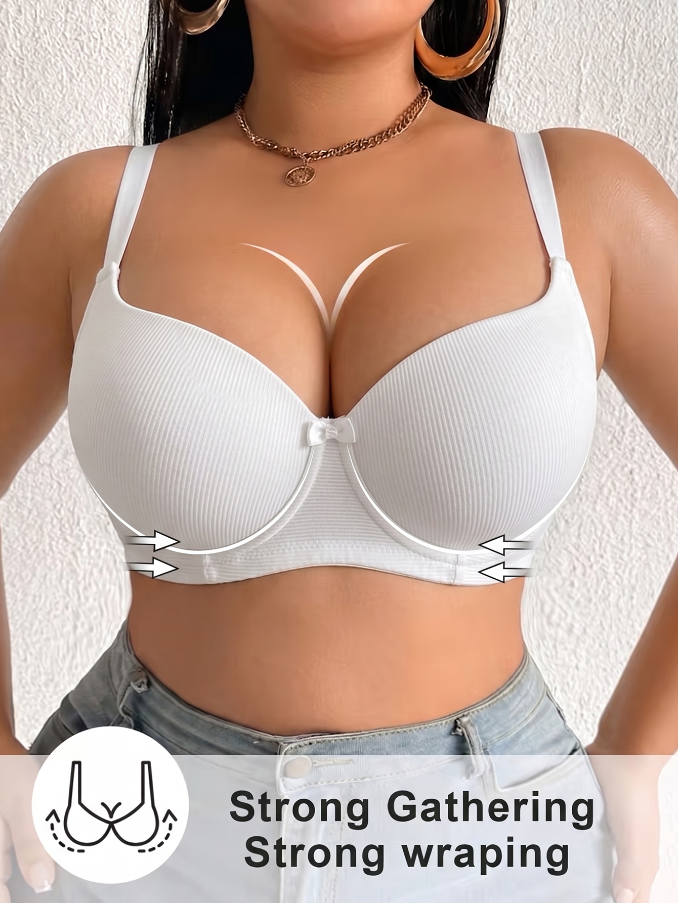 Plus Size Ribbed Women Bra Thi – Push Up Bra Padded recenzja i cena