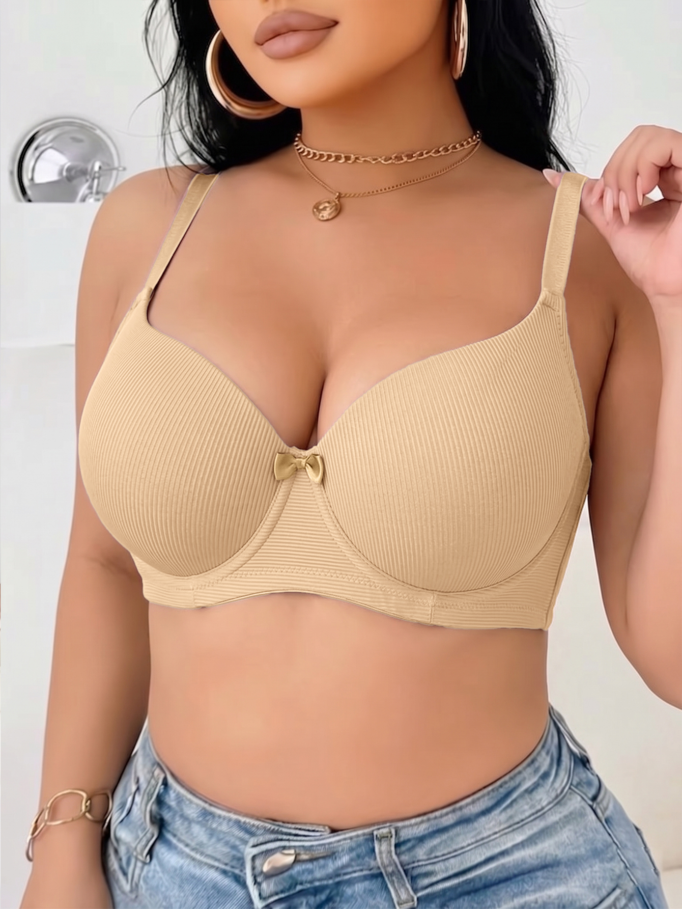 Plus Size Ribbed Women Bra Thi – Push Up Bra Padded recenzja i cena