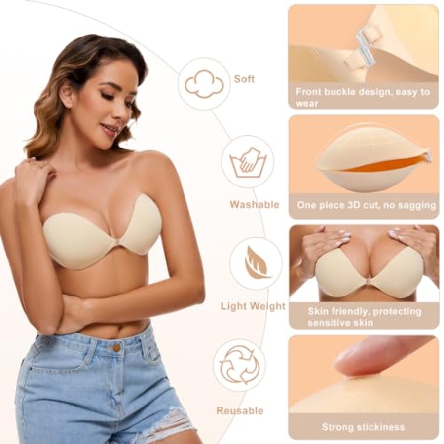 RELIRELIA Women's Sticky Self  – Strapless Bra Backless recenzja i cena